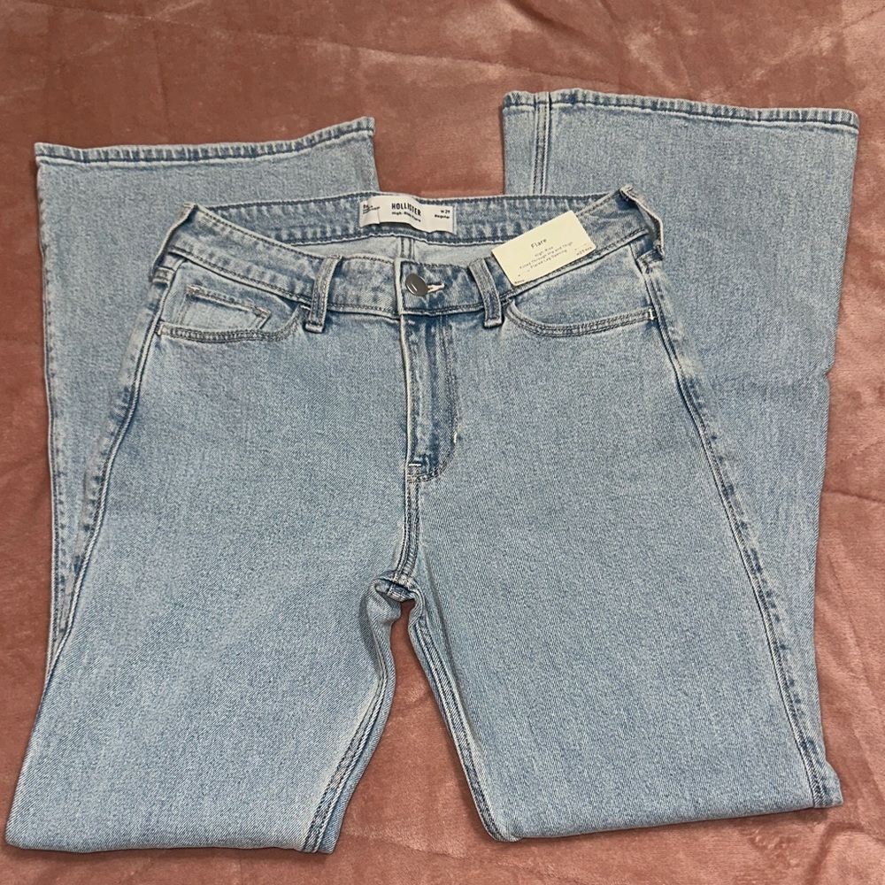 Hollister Women's High Rise Flare Jeans - Light Blue